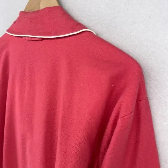 LL Bean Robe Women XLP Petite Belt Lounge Sleepwear Bathrobe Brushed Cotton Red - Picture 8 of 14